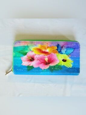 Island Crew Hawaii Floral Wallet Zip Around Hibiscus Tropical